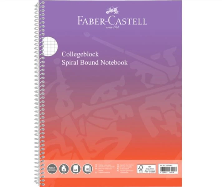 Sąsiuvinis Faber-Castell Punchy melon, A4, 80 lapų, langeliais, su spirale