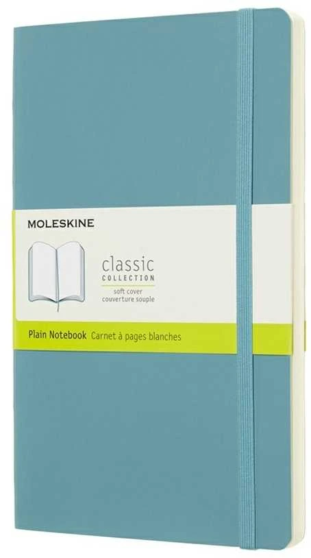Užrašų knygelė Moleskine Classic, 13x21 cm, balti lapai, minkštais viršeliais, šviesiai mėlynos spalvos