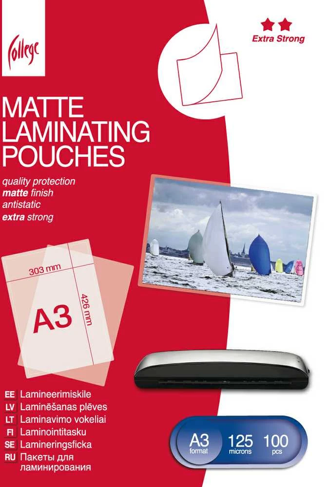 College Matinė laminavimo plėvelė A3 (303x426mm) 125mic/100 lapų