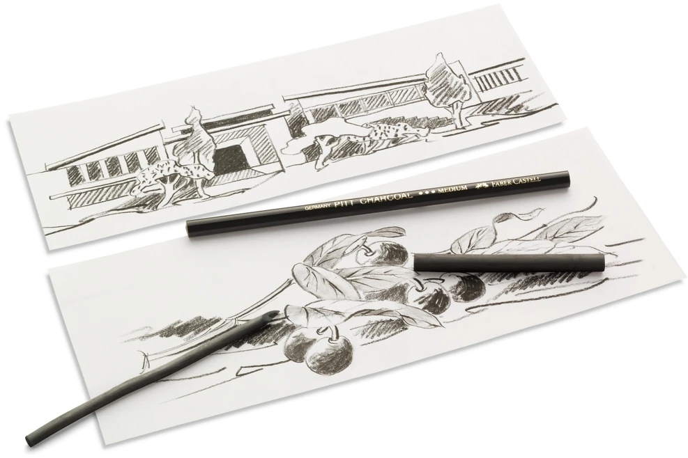 Medžio anglies lazdelė Faber-Castell PITT, 9 - 15mm, juodos spalvos