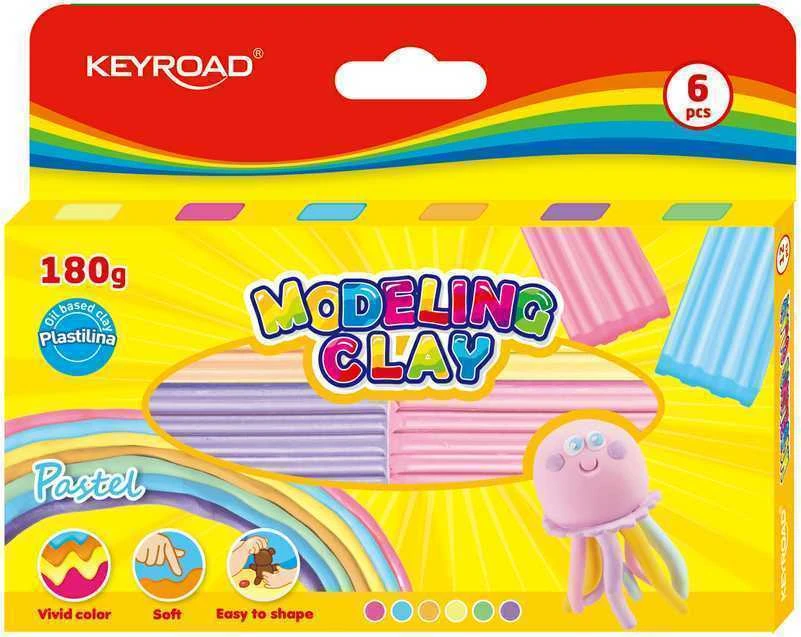 Plastelinas Keyroad, 6 pastelinės spalvos