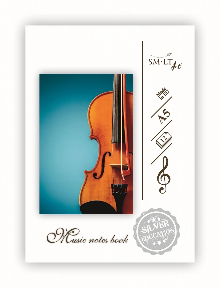 Smiltainis Smlt Art Sąsiuvinis, natų SMLT, A5/12, minkštas, spalvotas viršelis 0722-012