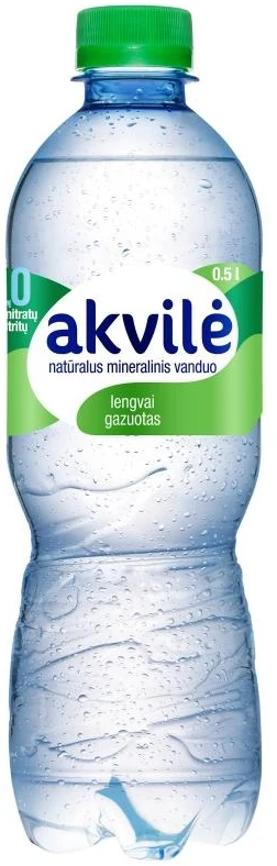 Natūralus mineralinis vanduo Akvilė, lengvai gazuotas, plastikiniame butelyje, 0.5l (D)