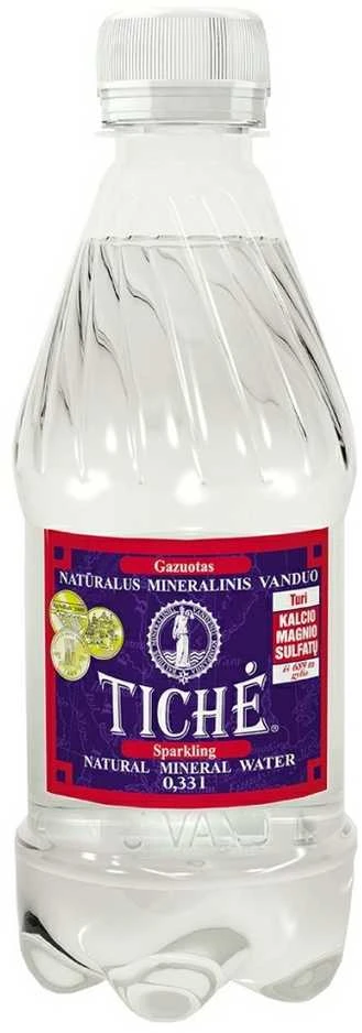 Natūralus mineralinis vanduo Tichė, gazuotas, plastikiniame butelyje, 0.33l (D)
