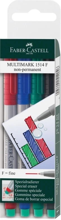 Nepermanentinių žymeklių rinkinys Faber-Castell Multimark, F 0,6mm, 4vnt