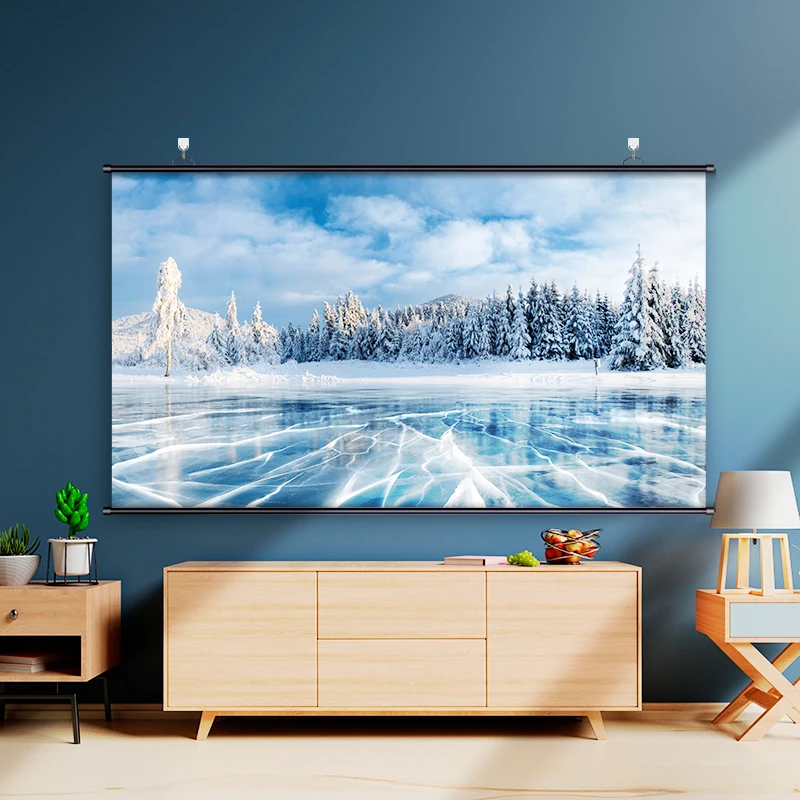 Pakabinamas konferencinis ekranas DELI 197x148cm, juodos spalvos
