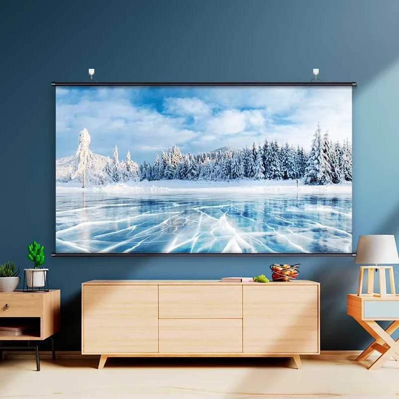 Pakabinamas konferencinis ekranas DELI 197x148cm, juodos spalvos