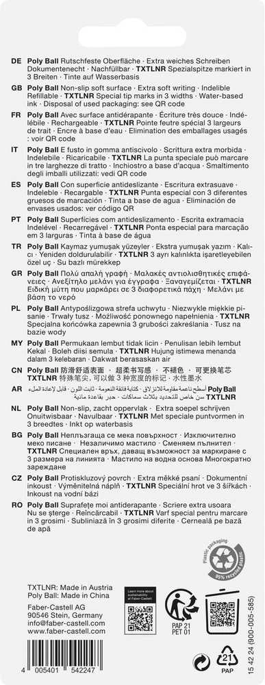 Tušinukas Faber-Castell Poly Ball, + 2 vnt. teksto žymeklių, blisterinė pakuotė