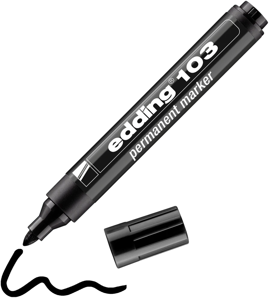 Permanentinis žymeklis Edding 103, 1,5-3mm, juodos spalvos