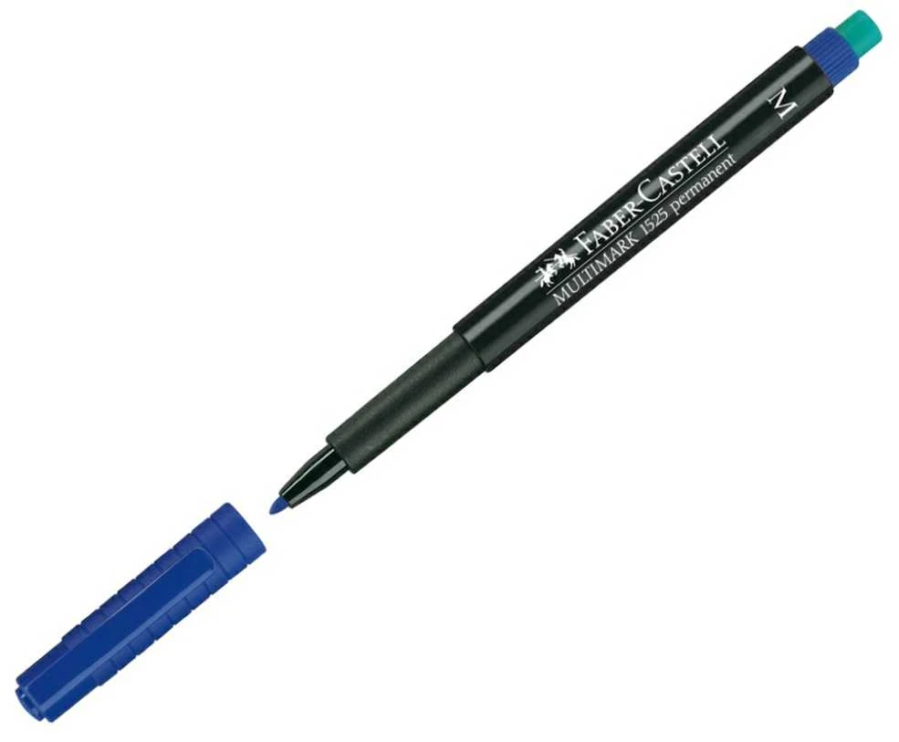Permanentinis rašiklis Faber-Castell Multimark M, 1,0mm, su trintuku, mėlynos spalvos