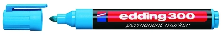 Permanentinis žymeklis Edding 300, apvaliu galiuku, 1,5-3mm, šviesiai mėlynos spalvos