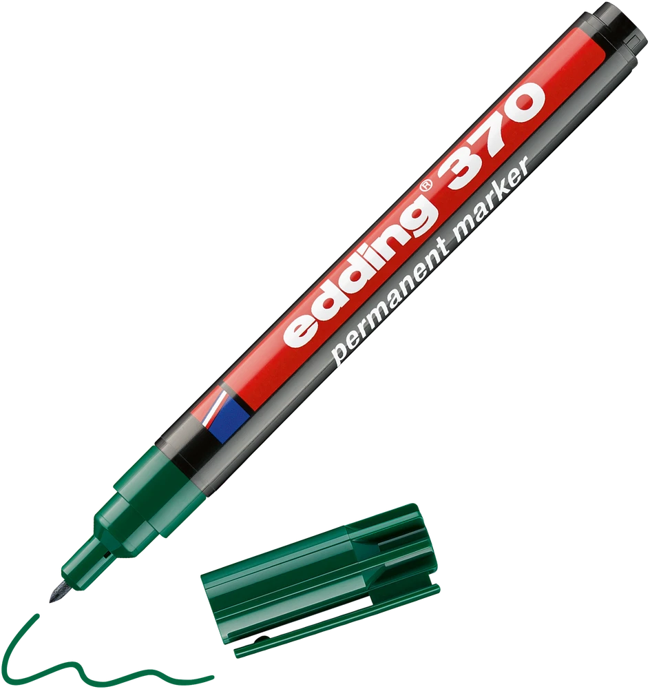 Permanentinis žymeklis Edding 370, apvaliu galiuku, 1mm, žalios spalvos