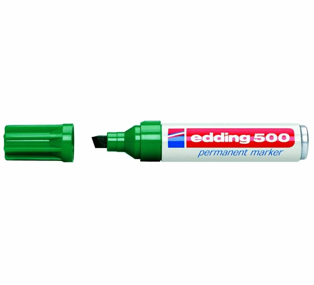 *Permanentinis žymeklis Edding 500, kirstu galiuku, 2-7mm, žalios spalvos