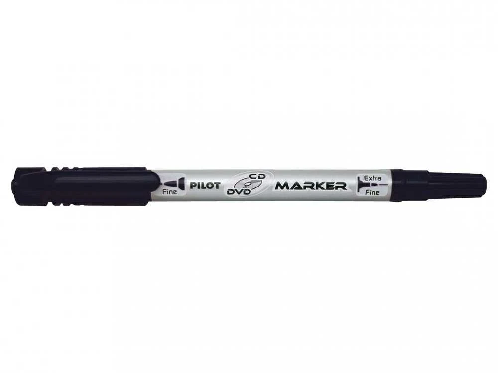 Pilot Pen Permanentinis žymeklis Pilot Twin CD-DVD, dvipusis, 0.4mm ir 0.8mm, juodos spalvos