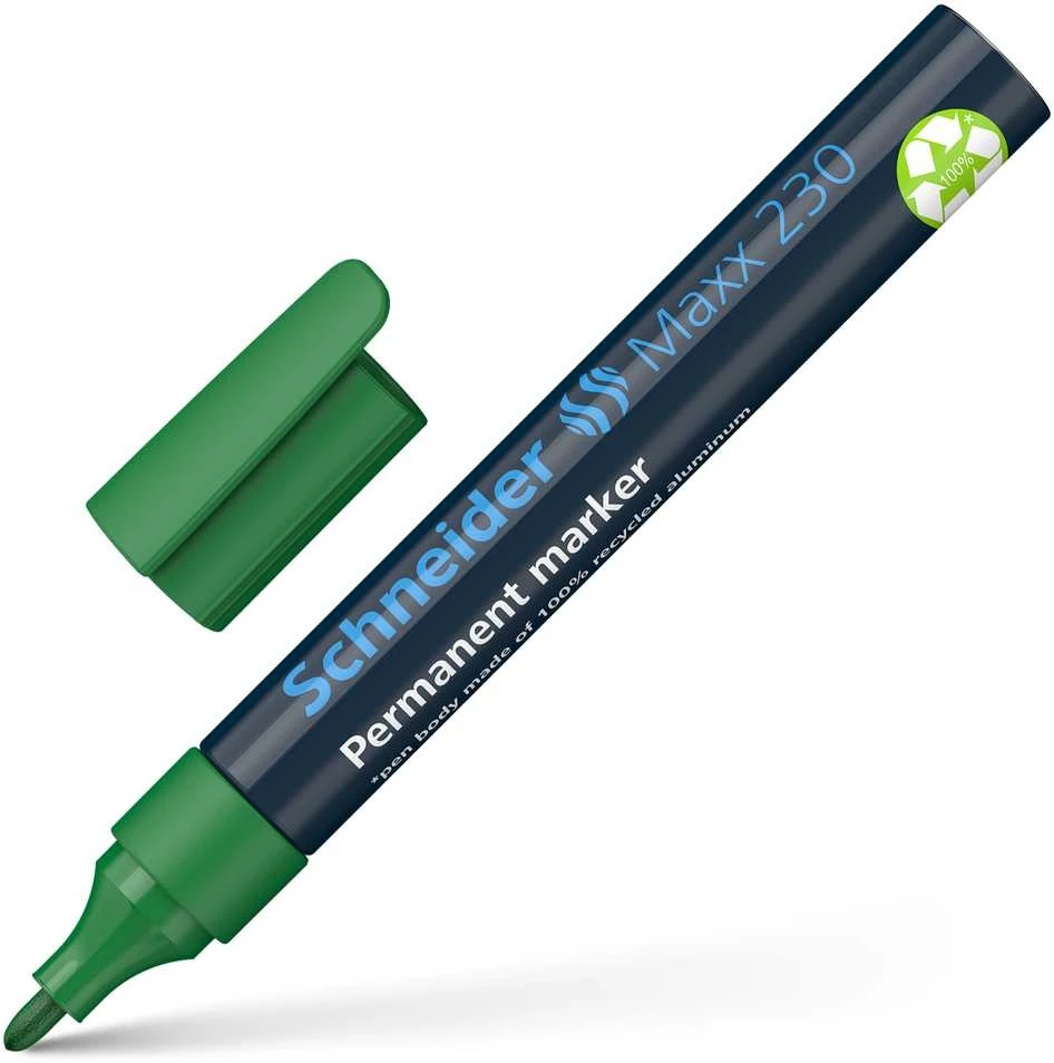 Permanentinis žymeklis Schneider 230, 1-3mm, apvaliu galiuku, žalios spalvos