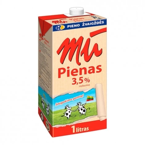 Pienas MŪ 3,5% riebumo, natūralus, 1 L x 12 vnt