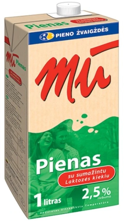 Pienas Mū, BE LAKTOZĖS, 2,5%, 1l