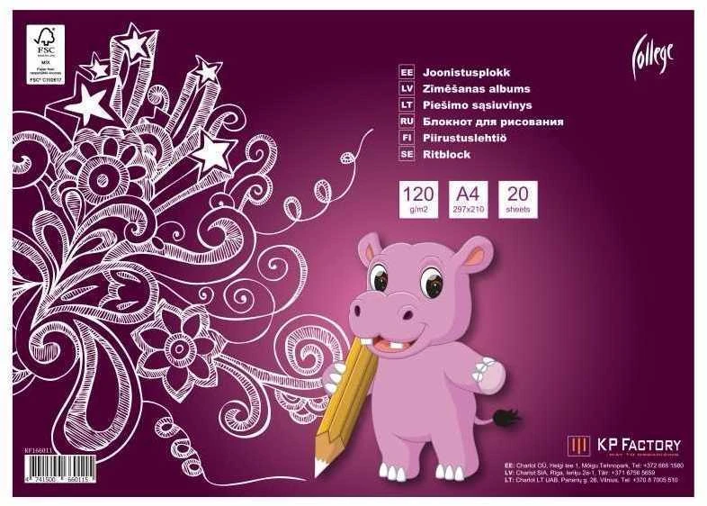 Piešimo sąsiuvinis College, A4, 120g, 20 lapų,