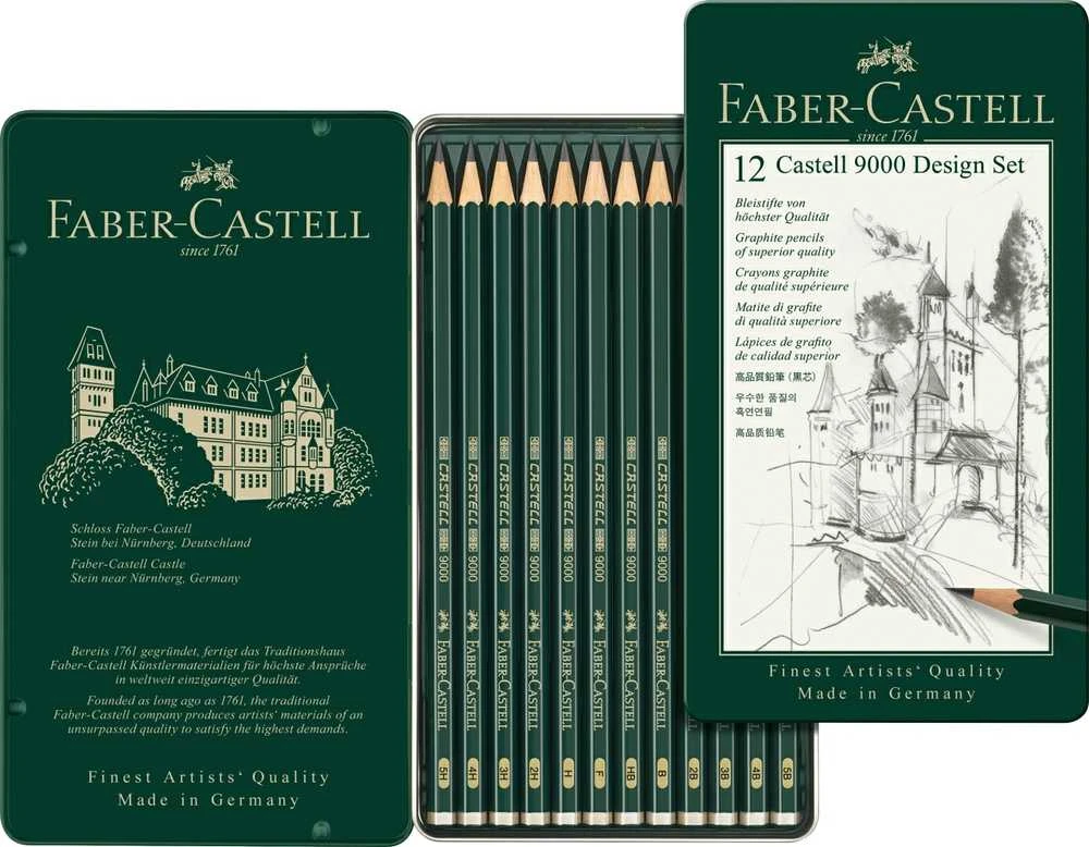 Pieštukai eskizavimui Faber-Castell 9000 Design Set, 5B-5H, 12vnt.