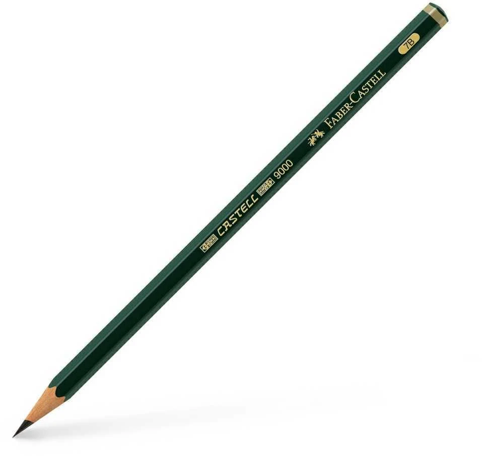 Pieštukas Faber-Castell 9000, 7B, be trintuko, padrožtas
