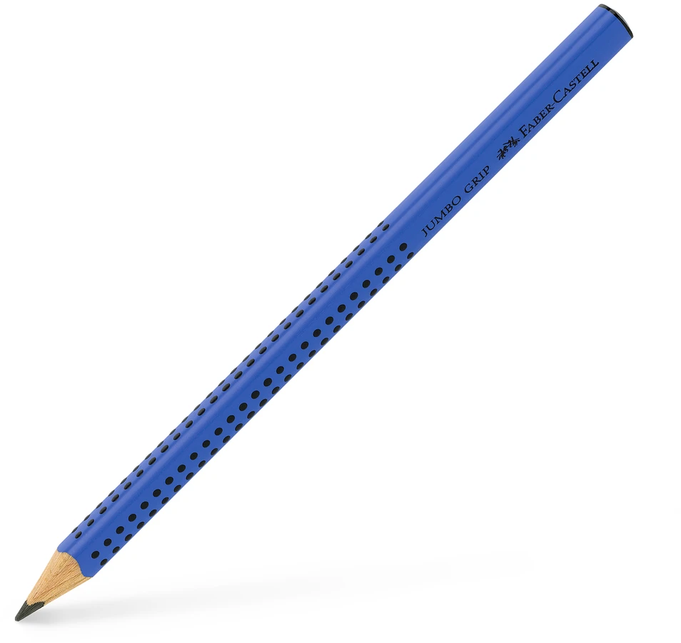 Pieštukas Faber-Castell GRIP Jumbo 2001, B, tribriaunis, padrožtas, mėlynos spalvos korpusas
