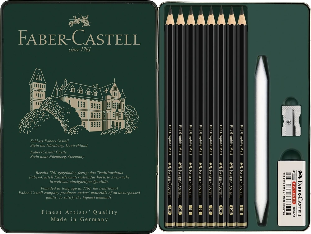 Pieštukų rinkinys Faber-Castell Pitt Graphite Matt, 11 dalių