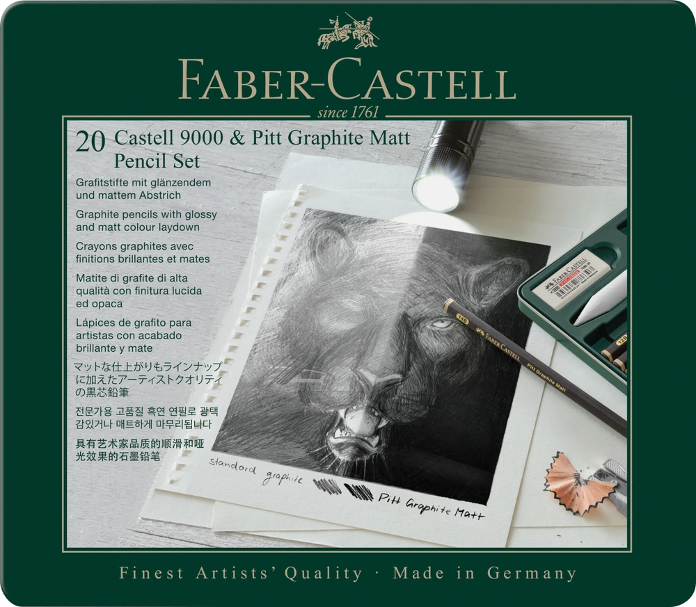 Faber-Castell Pieštukų rinkinys Pitt Graphite Matt, Castell 9000 20 vnt.