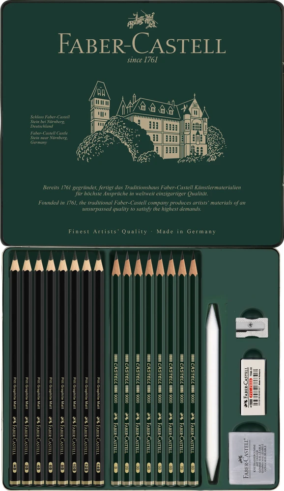 Faber-Castell Pieštukų rinkinys Pitt Graphite Matt, Castell 9000 20 vnt.
