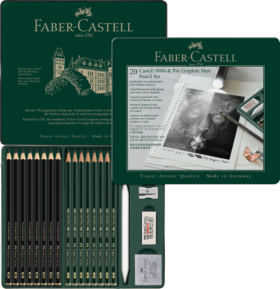 Faber-Castell Pieštukų rinkinys Pitt Graphite Matt, Castell 9000 20 vnt.