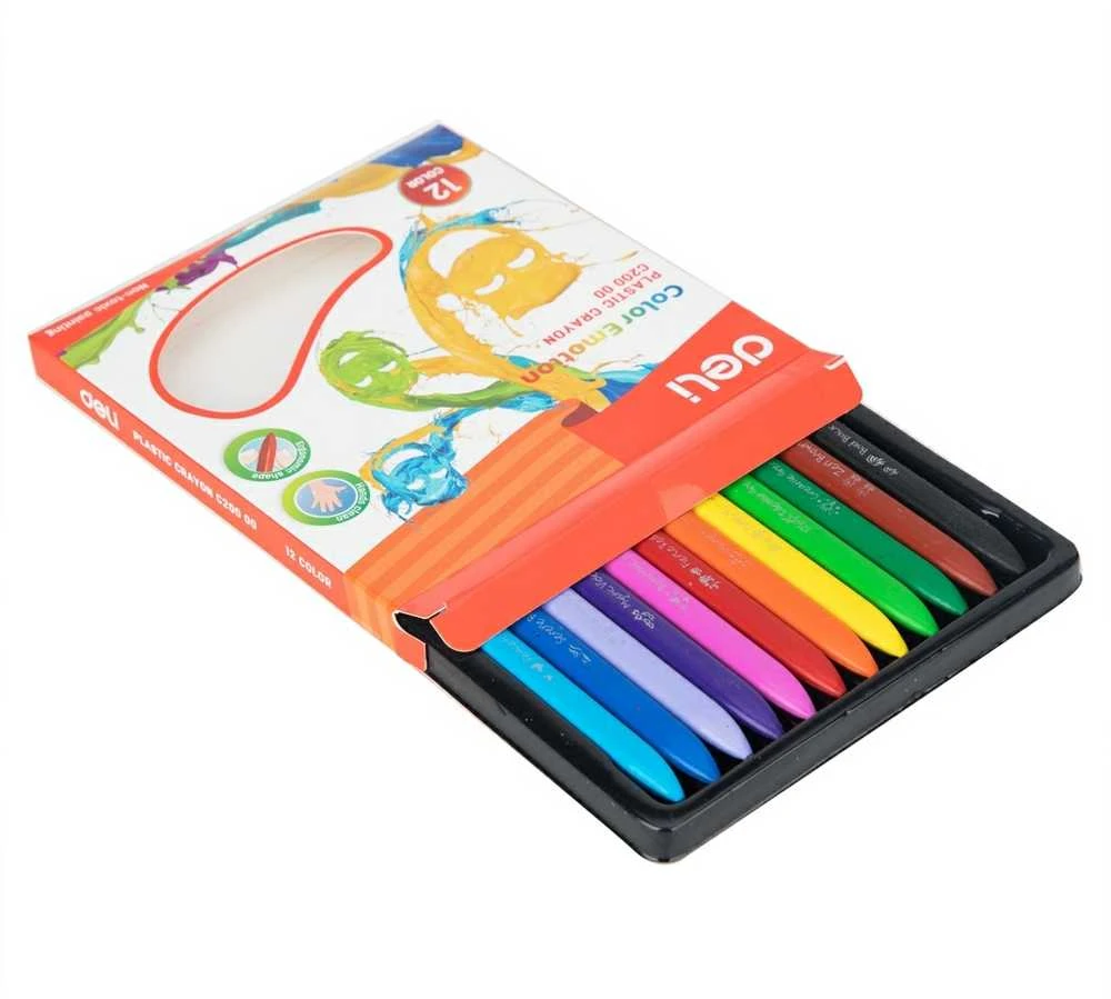 Plastikinės kreidelės DELI EC20000, 12 spalvų