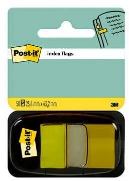 3M Lipnūs žymekliai Post-it, 25,4 x 43,2 mm, 50 lapelių, geltona