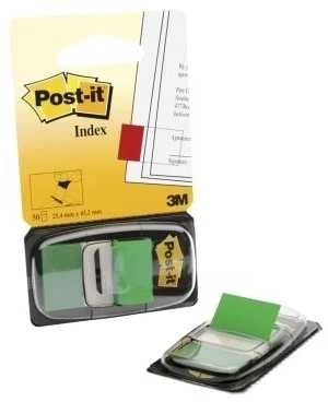 Plastikiniai žymekliai Post-it, 25x43mm, 50vnt., žalios spalvos