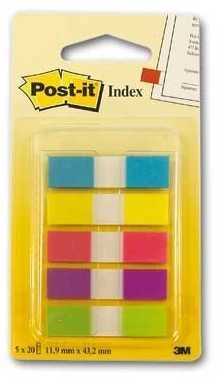 3M Lipnūs žymekliai Post-it, 11,9 x 43,2 mm, 5 spalvos