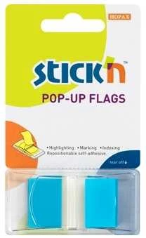 Stickxb4N Plastikiniai žymekliai Stick´N 26024, 45x25mm, 50vnt., mėlynos spalvos, blisteryje