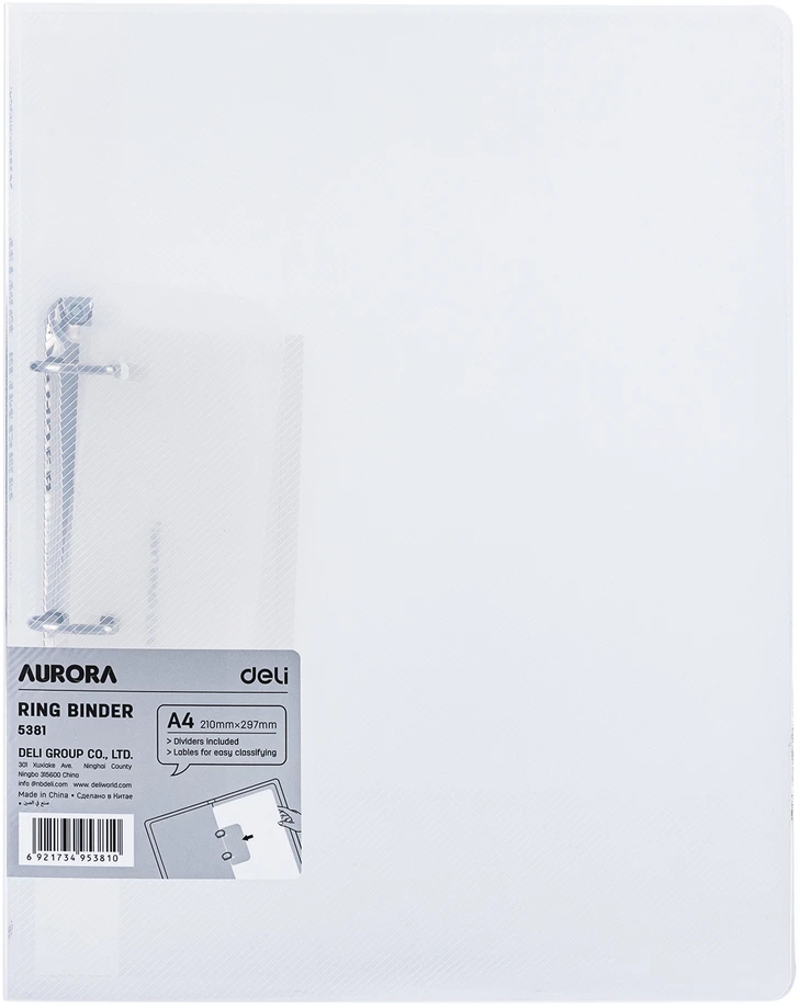 Plastikinis žiedinis segtuvas DELI, A4/2,8 cm, 2 žiedai, skaidrus