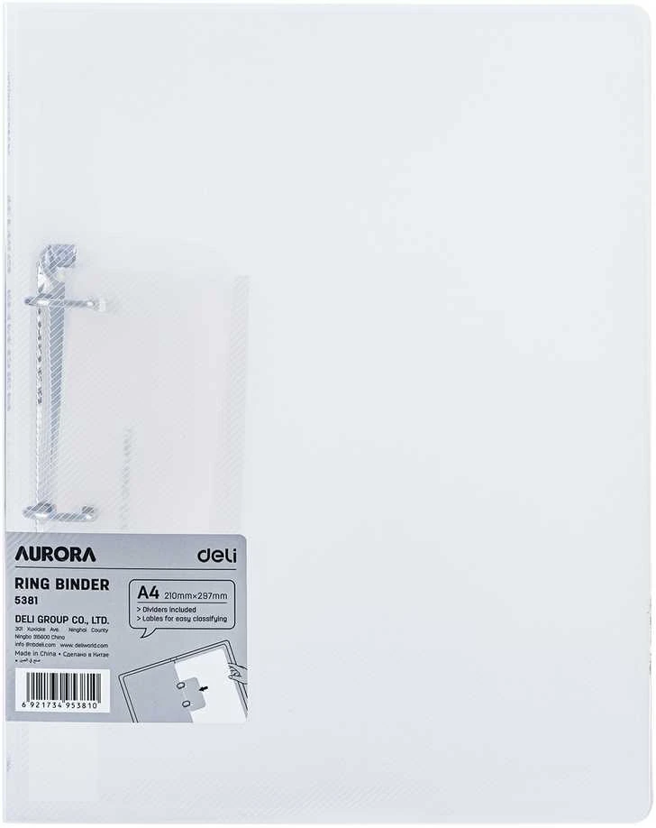 Plastikinis žiedinis segtuvas DELI, A4/2,8 cm, 2 žiedai, skaidrus