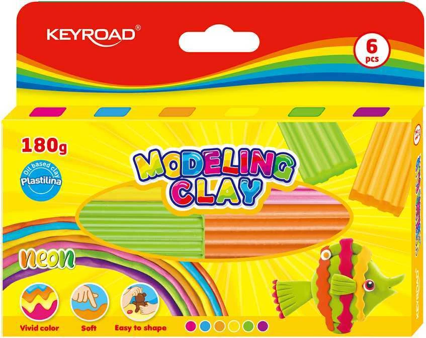 Plastilinas Keyroad, 6 neoninės spalvos