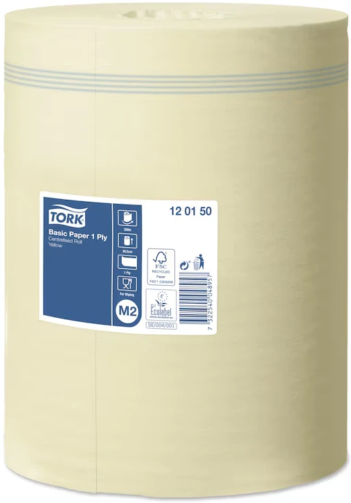 Rankšluostis Popieriniai rankšluosčiai TORK UNIVERSAL 310, M2 120150, 1 sl., 20,5 cm x 300 m, geltona sp.