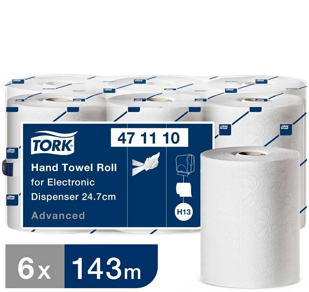 Rankų valymo popierius TORK elektriniams dozatoriams, 471110, 24.7 cm x 143 m, 2 sl., balta sp.