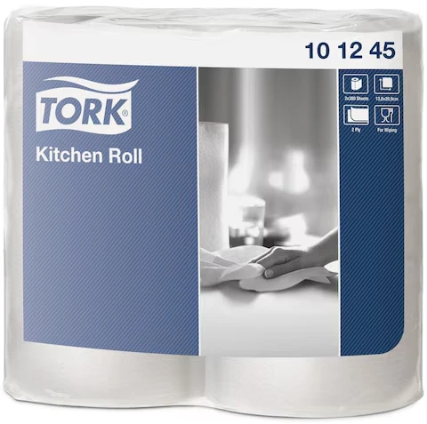Popieriniai rankšluosčiai Tork Kitchen Roll, 2 sluoksniai, 101245, baltos spalvos, 2 vnt