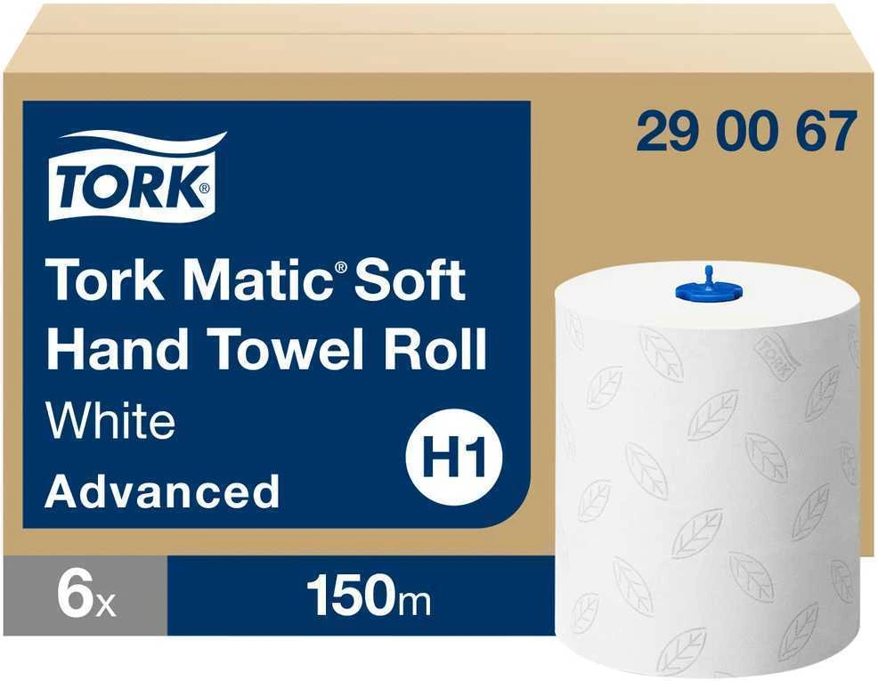 Popieriniai rankšluosčiai Tork Matic Soft Advanced H1 (290067), 2 sluoksniai, baltos spalvos, 150m, 612 lapelių