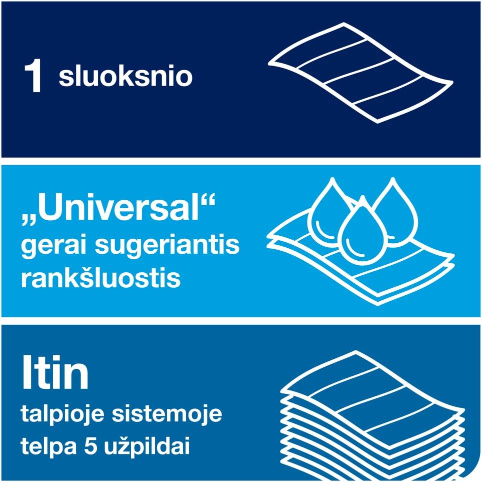Popieriniai rankšluosčiai Tork PeakServe Continuous H5 (100585), 1 sluoksnio, baltos spalvos, lapeliais
