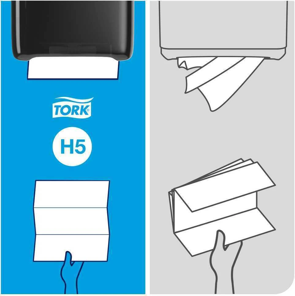 Popieriniai rankšluosčiai Tork PeakServe Continuous H5 (100585), 1 sluoksnio, baltos spalvos, lapeliais
