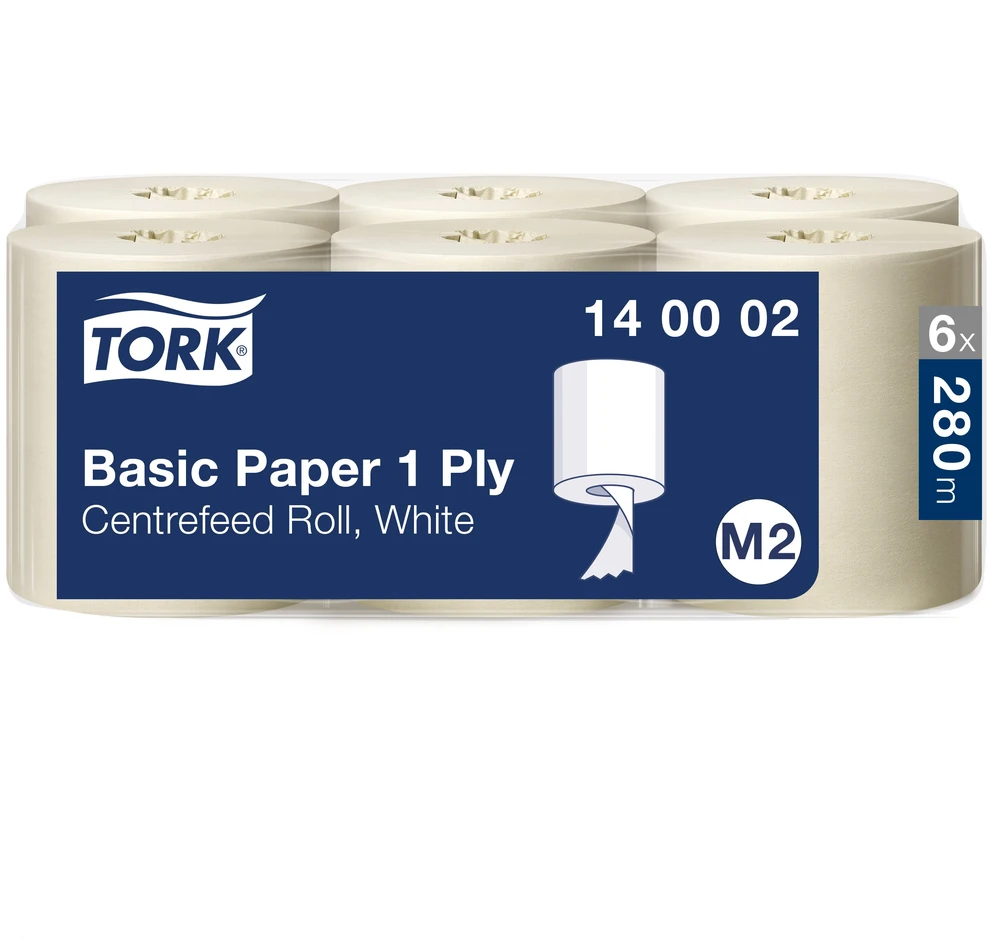 Popieriniai rankšluosčiai Tork Wiper Basic Centerfeed M2 (140002,) 1 sluoksnis, baltos spalvos, 280 m