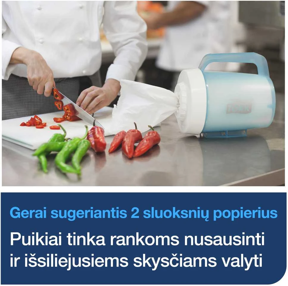 Popieriniai rankšluosčiai Tork Wiper Plus Mini Centerfeed M1 (101221), 2 sluoksniai, baltos spalvos, 75 m, 214 lapelių