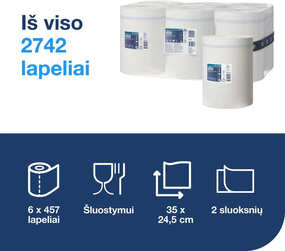 Rankšluostis Popieriniai rankšluosčiai TORK ADVANCED 420, M2 101250, 2 sl., 24,5 cm x 160 m, balta sp.