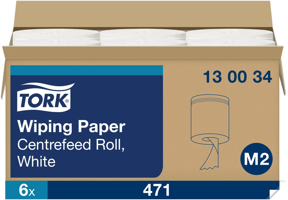 Popieriniai rankšluosčiai Tork Wiping Centerfeed M2 (130034), 1 sluoksnis, baltos spalvos, 165 m