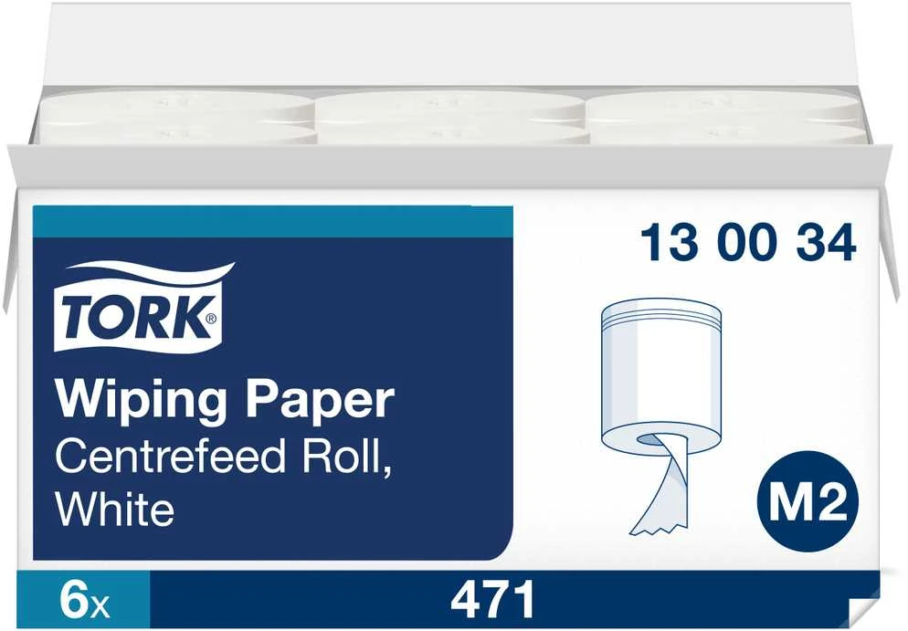 Popieriniai rankšluosčiai Tork Wiping Centerfeed M2 (130034), 1 sluoksnis, baltos spalvos, 165 m