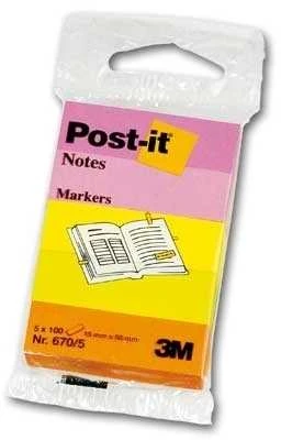 3M Lipnūs žymekliai Post-it, 15 x 50 mm, 5 spalvos