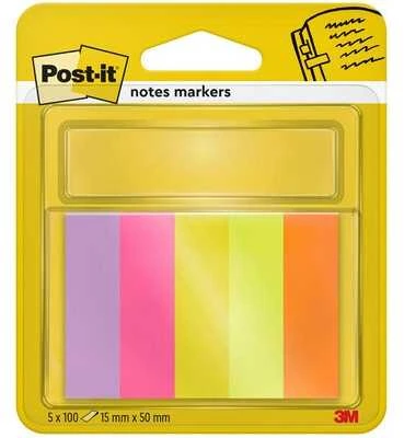 3M Lipnūs žymekliai Post-it, 15 x 50 mm, 5 spalvos